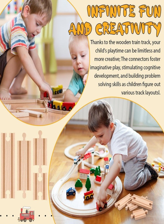 Liliful Pack of 8 Wood Train Track Expansion Packs Compatible with Most Train Tracks (2 Sizes,Mixed Straight) - Image 5